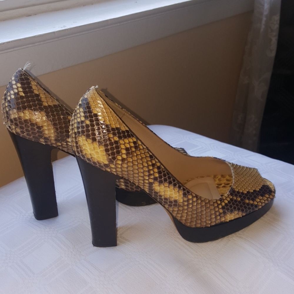 Michael Kors 5 Python Snake Print Tan Leather - image 3